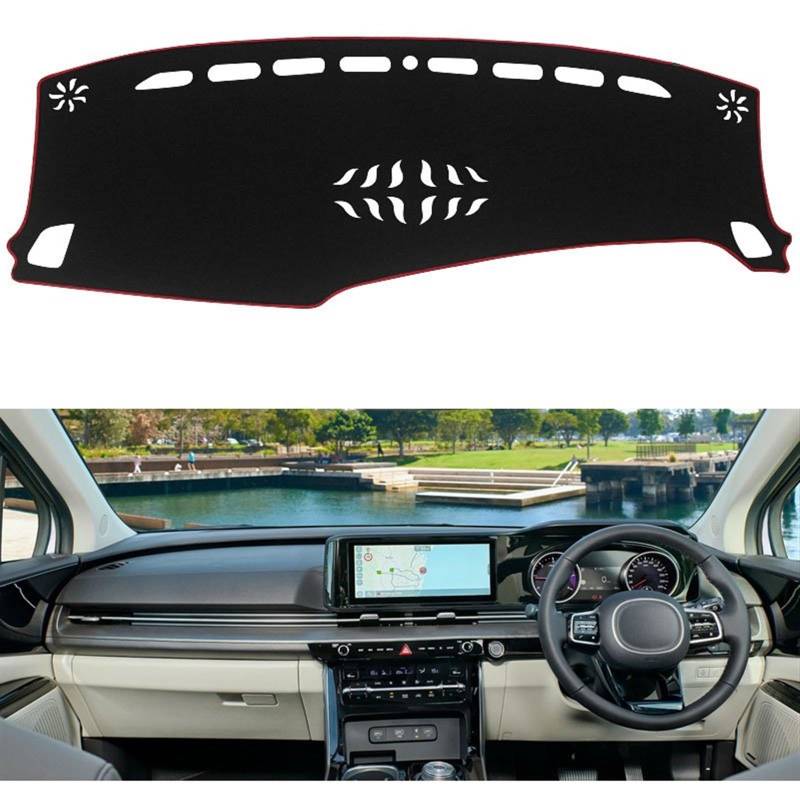 Armaturenbrett Matte Teppich Für Kia Für Carnival Für Sedona KA4 2020 2021 2022 2023 Auto-Armaturenbrett Vermeiden Lichtmatte Instrumentenplattform-Abdeckungsmatten Teppiche Shade Board Pad(RHD Red Si von WTXXGQ