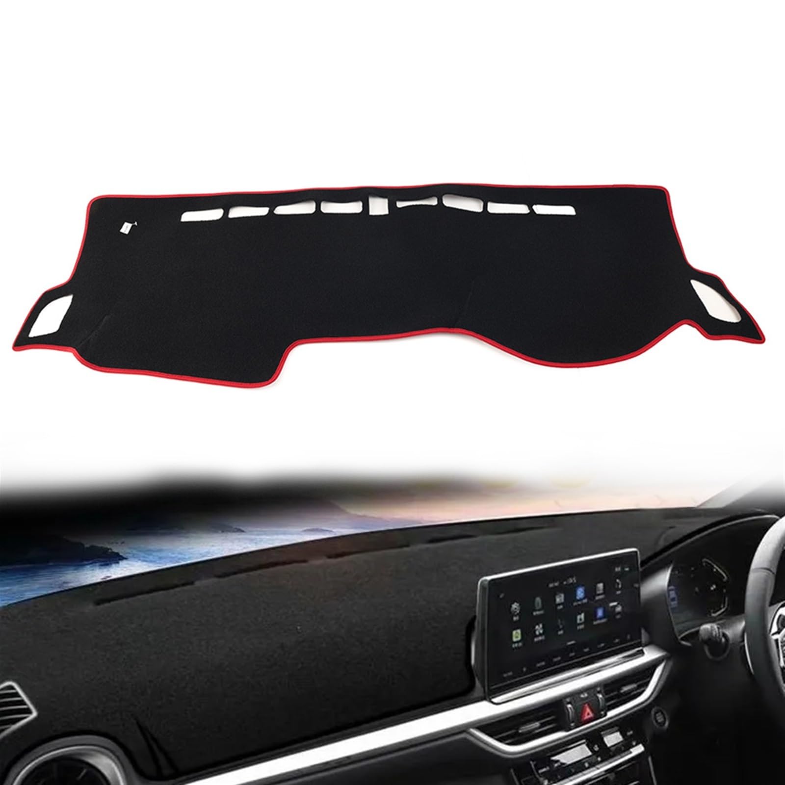 Armaturenbrett Matte Teppich Für Kia Für Forte 2019-2023 K3 Für Cerato 2019 2020 2021 2022 RHD Auto Dash Matte Dashboard Abdeckung Dash Abdeckung Matte Shade Board Pad(with Red Trim) von WTXXGQ