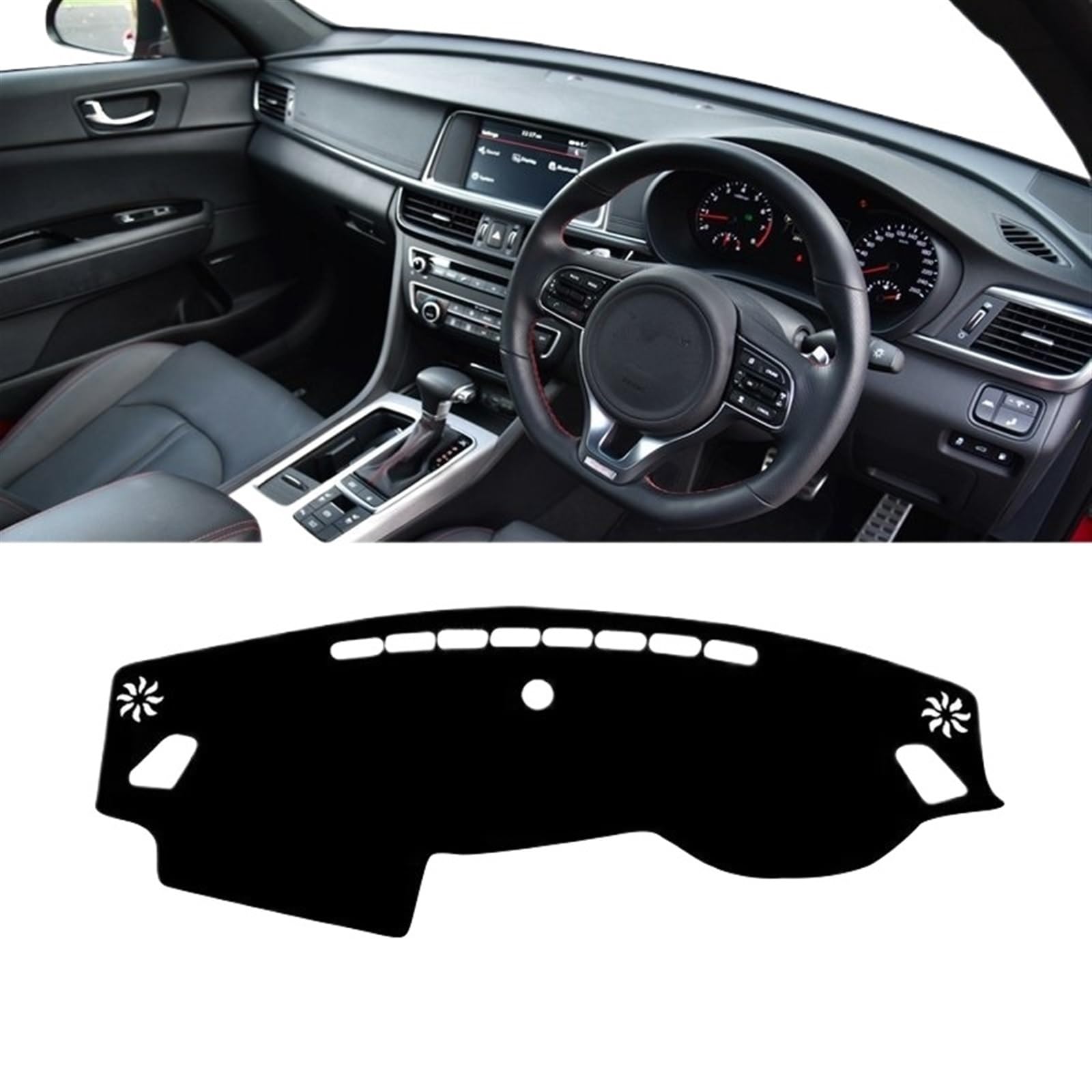 Armaturenbrett Matte Teppich Für Kia Für Optima K5 2016 2017 2018 2019 Auto-Armaturenbrett-Abdeckung rutschfeste Matte Instrumententafel-Teppichschutz Shade Board Pad(A Black Side RHD) von WTXXGQ