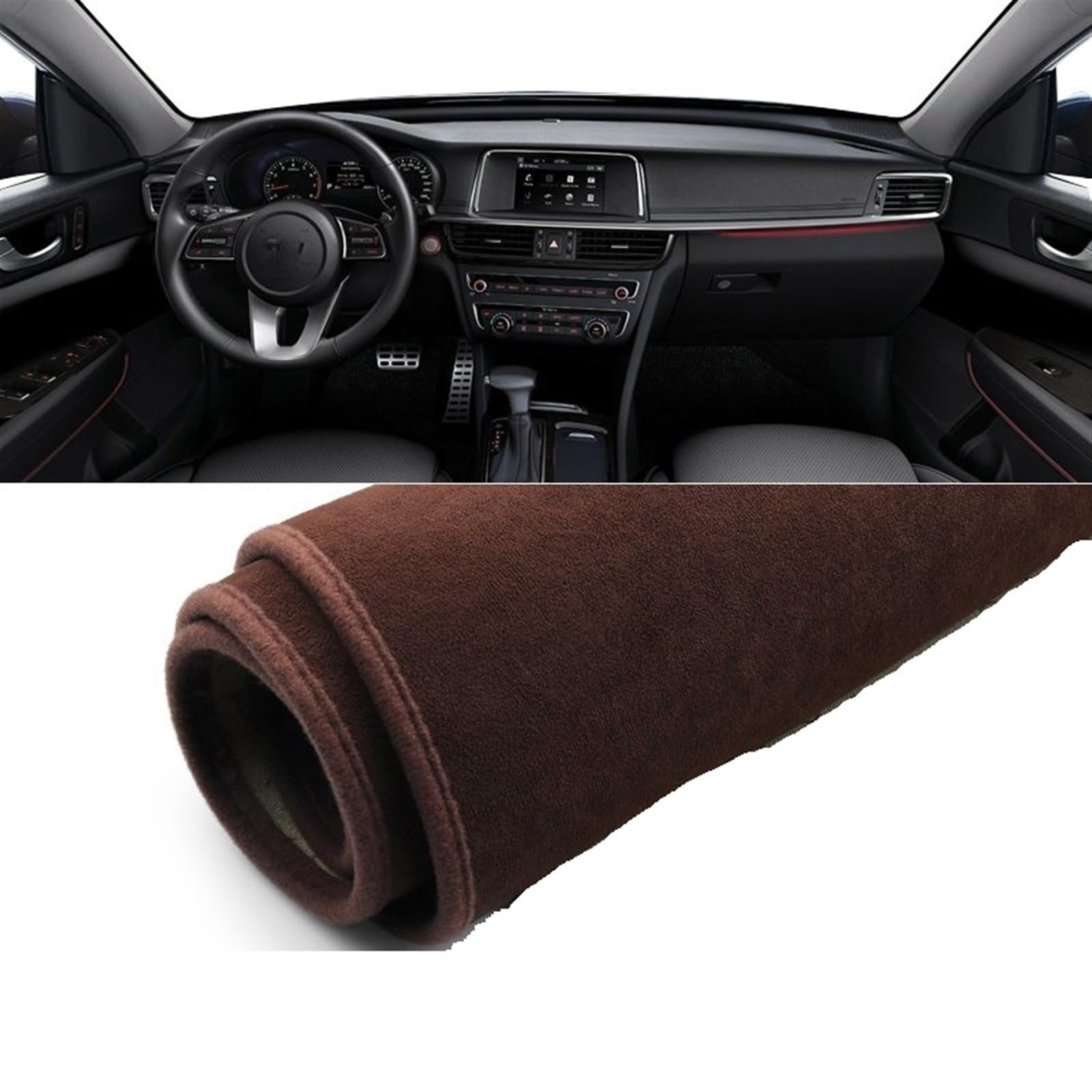 Armaturenbrett Matte Teppich Für Kia Für Optima K5 2016 2017 2018 2019 Auto-Armaturenbrett-Abdeckung rutschfeste Matte Instrumententafel-Teppichschutz Shade Board Pad(B Brown LHD) von WTXXGQ