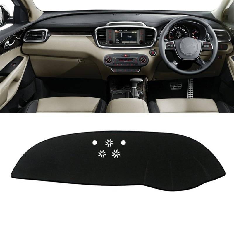 Armaturenbrett Matte Teppich Für Kia Für Sorento 3 UM 2015 2016 2017 2018 2019 2020 Auto-Armaturenbrett-Abdeckung, Vermeiden Sie Lichtmatte, Anti-UV-Anti-Rutsch-Pad Shade Board Pad(A Black Side RHD) von WTXXGQ