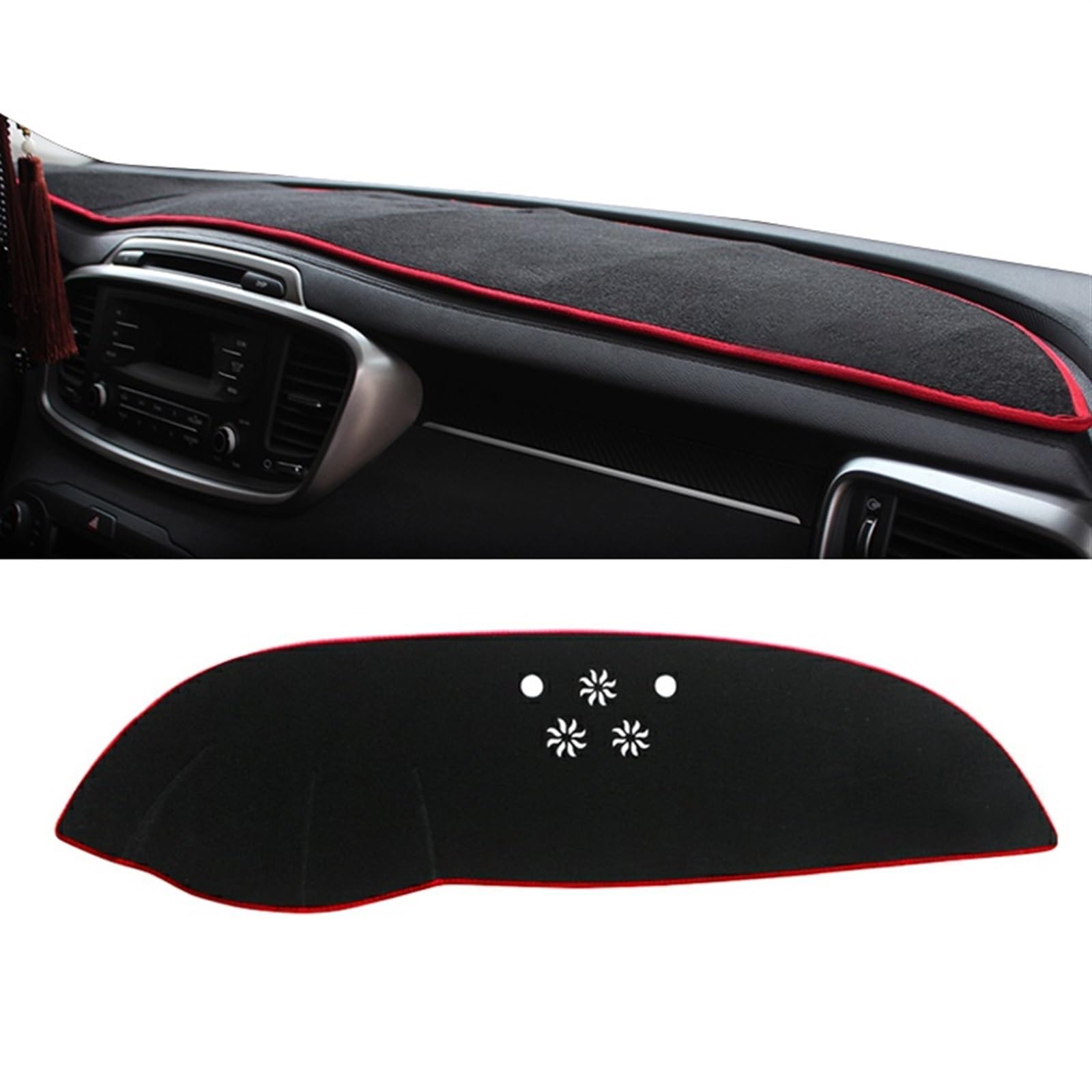 Armaturenbrett Matte Teppich Für Kia Für Sorento 3 UM 2015 2016 2017 2018 2019 2020 Auto-Armaturenbrett-Abdeckung, Vermeiden Sie Lichtmatte, Anti-UV-Anti-Rutsch-Pad Shade Board Pad(A Red Side LHD) von WTXXGQ