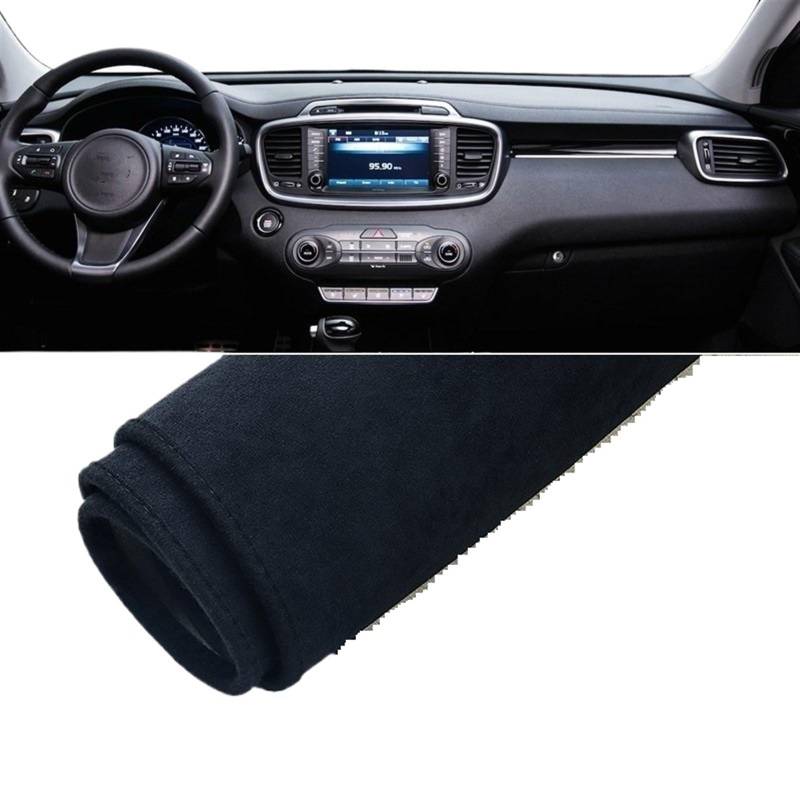 Armaturenbrett Matte Teppich Für Kia Für Sorento 3 UM 2015 2016 2017 2018 2019 2020 Auto-Armaturenbrett-Abdeckung, Vermeiden Sie Lichtmatte, Anti-UV-Anti-Rutsch-Pad Shade Board Pad(B Black LHD) von WTXXGQ