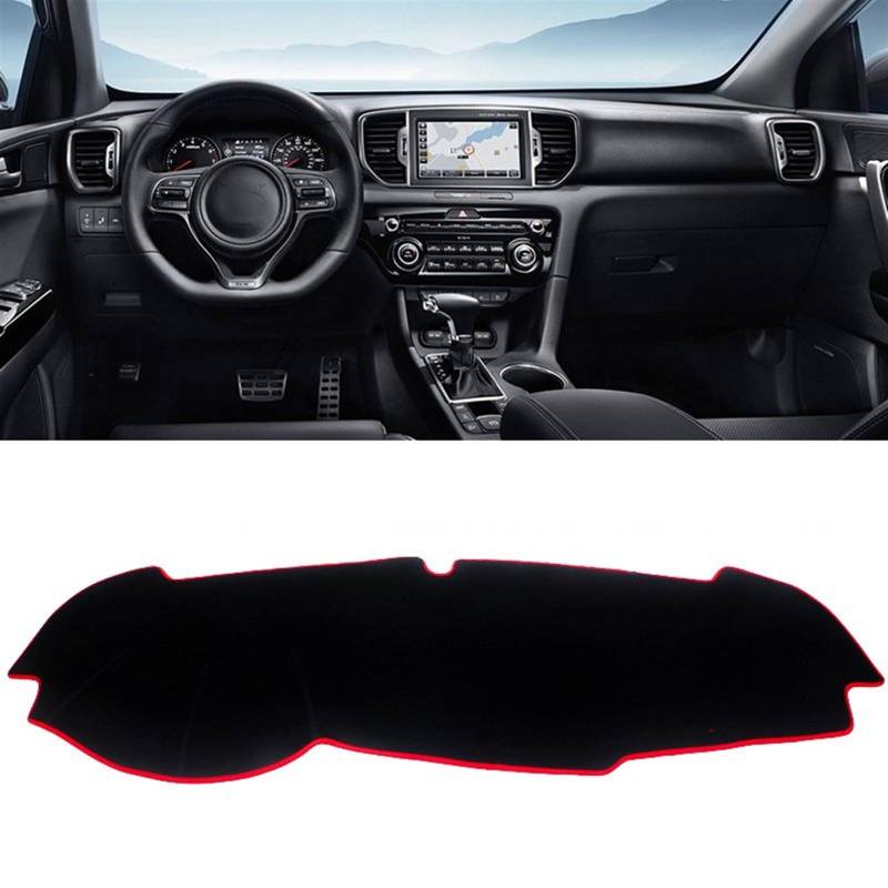 Armaturenbrett Matte Teppich Für Kia Für Sportage 4 QL 2016 2017 2018 2019 2020 2021 Auto Dashboard Vermeiden Licht Pad Instrument Plattform Abdeckung Teppiche Shade Board Pad(LHD Red Side) von WTXXGQ