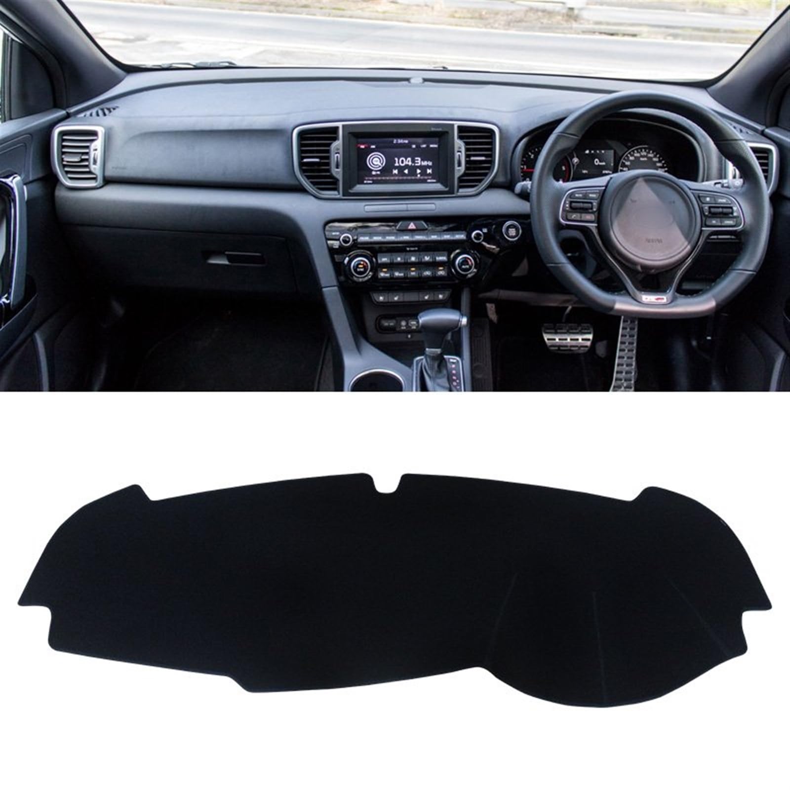 Armaturenbrett Matte Teppich Für Kia Für Sportage 4 QL 2016 2017 2018 2019 2020 2021 Auto Dashboard Vermeiden Licht Pad Instrument Plattform Abdeckung Teppiche Shade Board Pad(RHD Black Side) von WTXXGQ