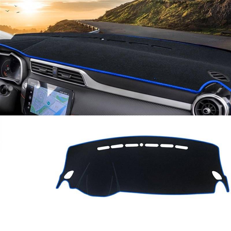 Armaturenbrett Matte Teppich Für MG ZS EZS EV 2017 2018 2019 2020 2021 2022 2023 Auto Armaturenbrett Abdeckung Matte Anti-Uv rutschfeste Pad Instrument Teppich Shade Board Pad(A Blue Side LHD) von WTXXGQ