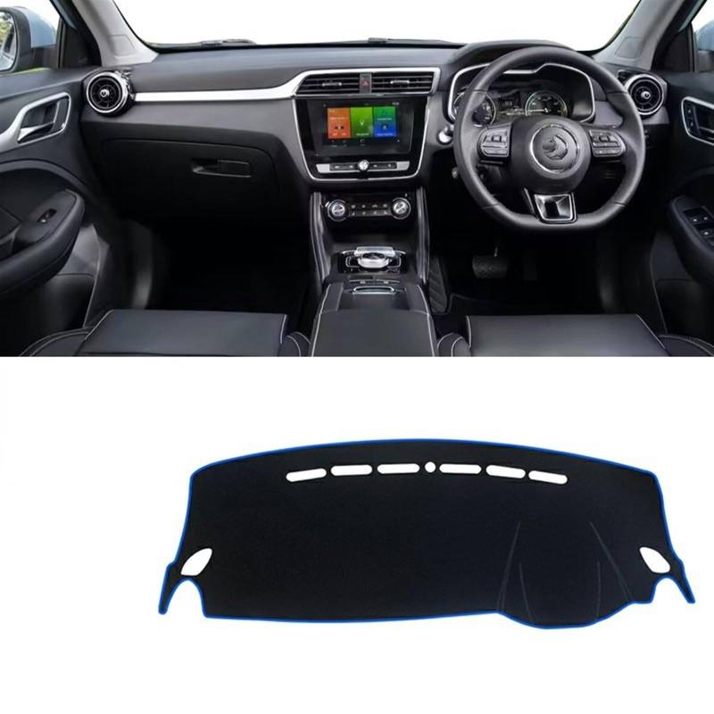 Armaturenbrett Matte Teppich Für MG ZS EZS EV 2017 2018 2019 2020 2021 2022 2023 Auto Armaturenbrett Abdeckung Matte Anti-Uv rutschfeste Pad Instrument Teppich Shade Board Pad(A Blue Side RHD) von WTXXGQ