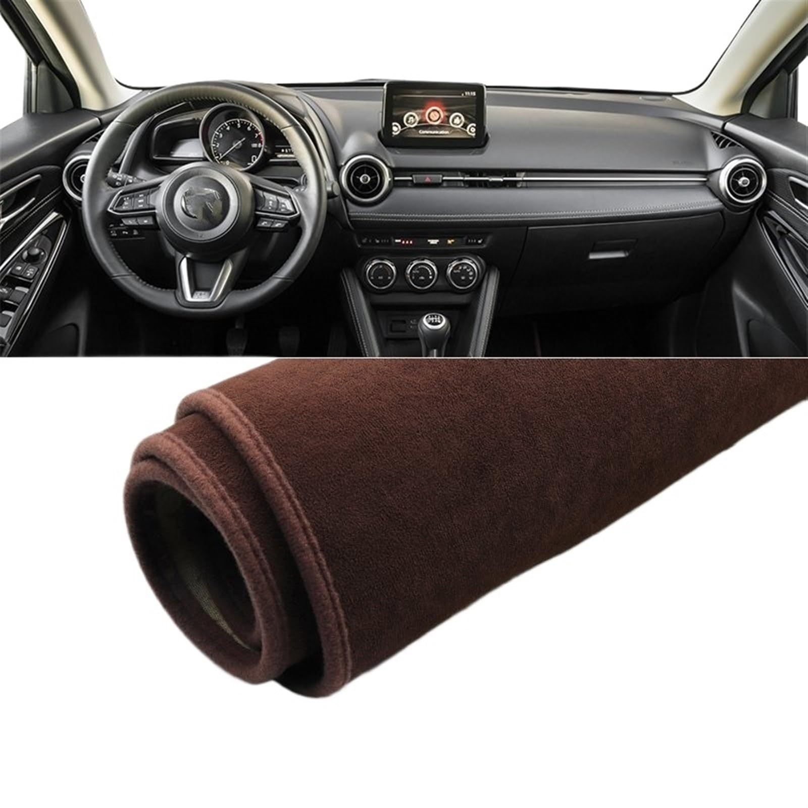 Armaturenbrett Matte Teppich Für Mazda 2 DJ DL 2015 2016 2017 2018 2019 2020 2021 2022 2023 Auto Armaturenbrett Abdeckung Matte Rutschfester Instrumententeppich Shade Board Pad(B LHD Brown) von WTXXGQ