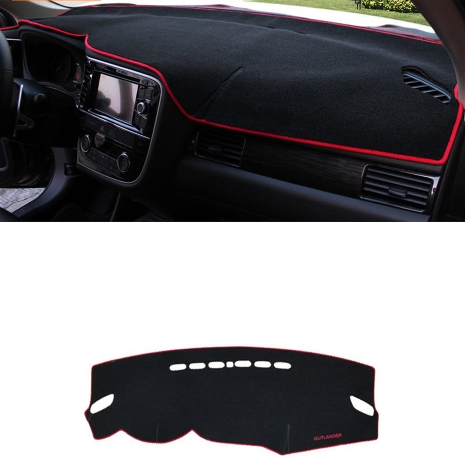 Armaturenbrett Matte Teppich Für Mitsubishi Für Outlander 3 2013-2018 2019 2020 2021 Auto-Armaturenbrett-Abdeckungsmatten Vermeiden Lichtpads Anti-UV-Gehäuseteppiche Shade Board Pad(Red Side) von WTXXGQ