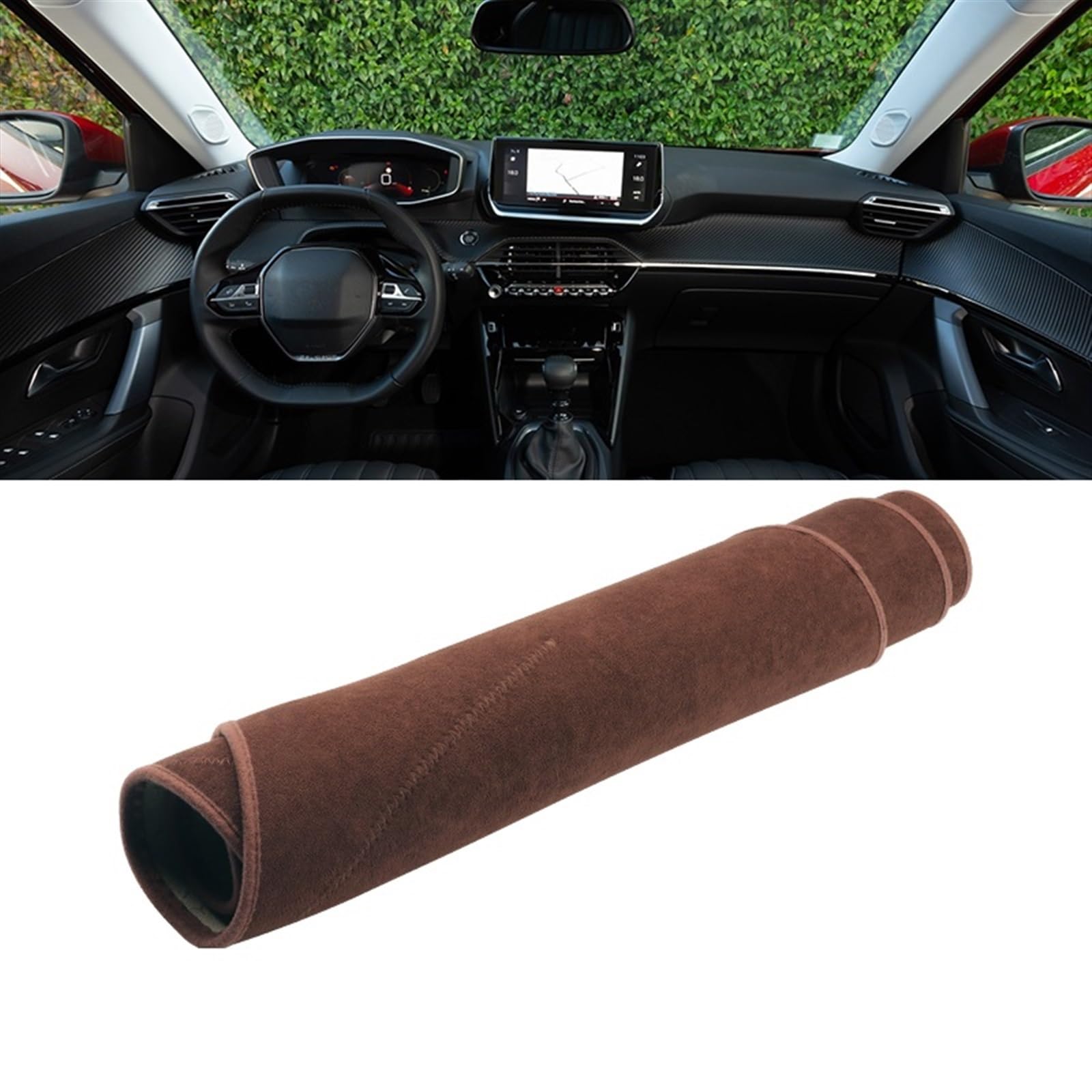 Armaturenbrett Matte Teppich Für Peugeot 2008 E2008 GT Linie 2019 2020 2021 2022 2023 Dash Matte Teppich Sonnenschutz Dashmat Pad Auto Dashboard Abdeckung Matten Shade Board Pad(B Brown LHD) von WTXXGQ