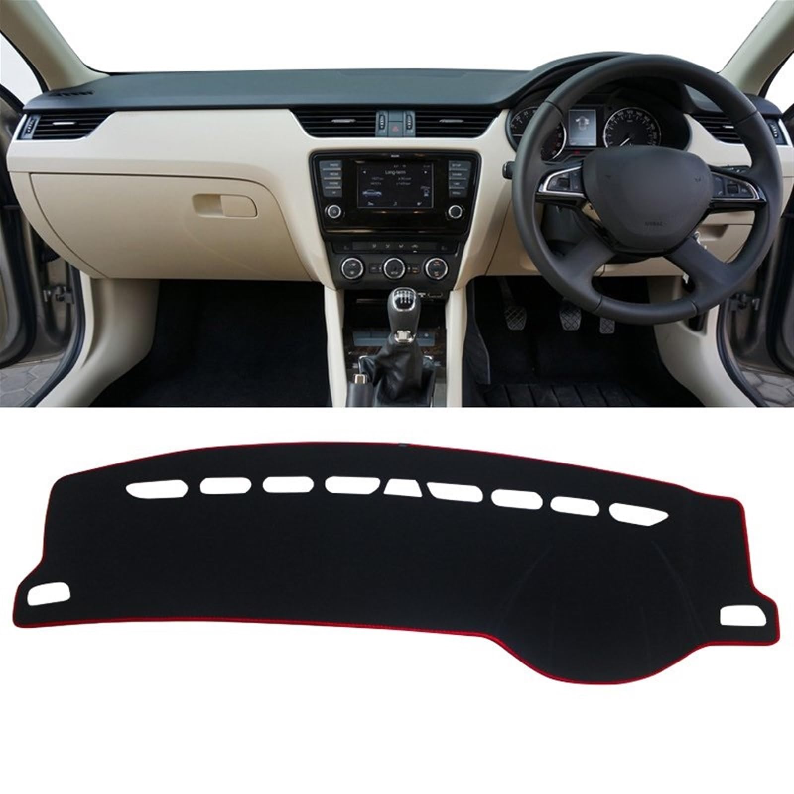 Armaturenbrett Matte Teppich Für Skoda Für Octavia 3 A7 MK3 5E 2013 2014 2015 2016 2017 2018 2019 Auto Armaturenbrett Abdeckung Vermeiden Sie Lichtmatte Rutschfeste Unterlage Shade Board Pad(A RHD Red von WTXXGQ