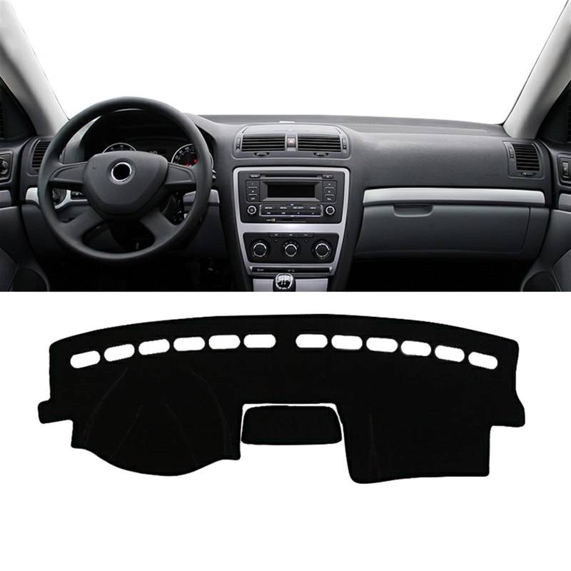 Armaturenbrett Matte Teppich Für Skoda Für Octavia A5 2004 2006 2007 2008 2009 2010 2011 2012 Auto Armaturenbrett Abdeckung Matte Armaturenbrett Sonnenschutz Anti-UV-Pads Shade Board Pad(A Black Side) von WTXXGQ