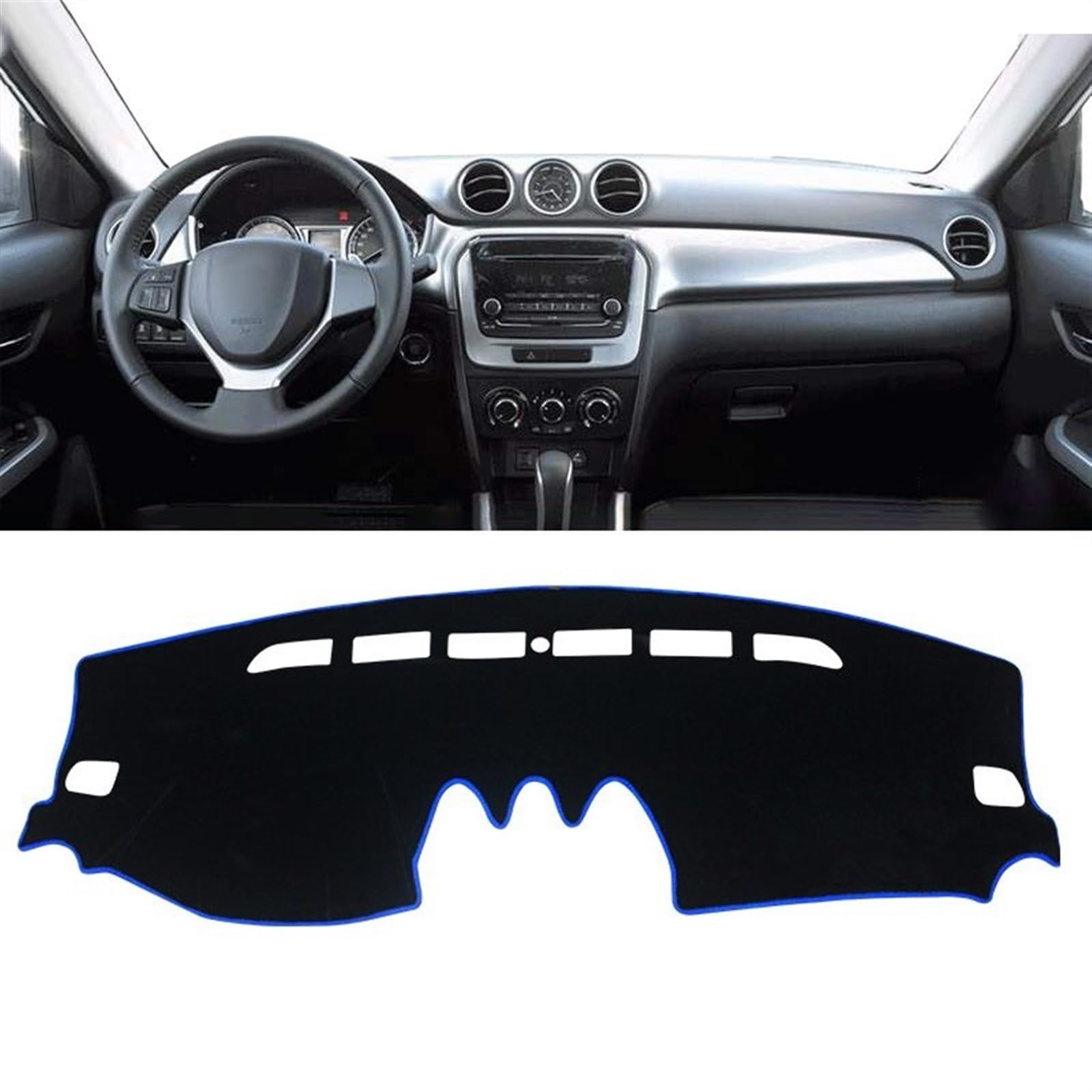 Armaturenbrett Matte Teppich Für Suzuki Für Vitara LY 2015 2016 2017 2018 2019 2020 2021 2022 Auto Dashboard Abdeckung Vermeiden Licht Matte Instrument Teppich Shade Board Pad(A LHD Blue Side) von WTXXGQ