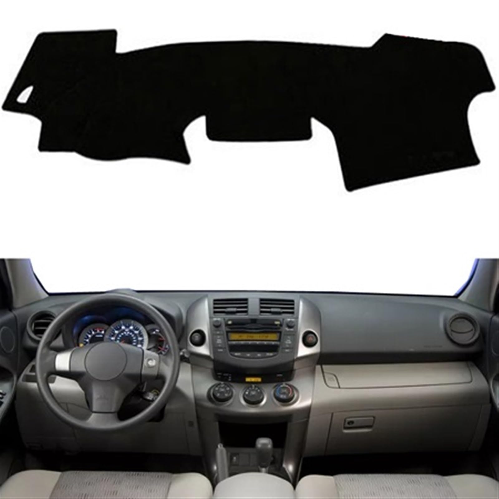 Armaturenbrett Matte Teppich Für Toyota Alt Für RAV4 2006 2007 2008 2009 2010 2011 2012 Sonnenschutz DashMat Dash Board Abdeckung Teppich Auto armaturenbrett Abdeckung Shade Board Pad(Black LHD) von WTXXGQ