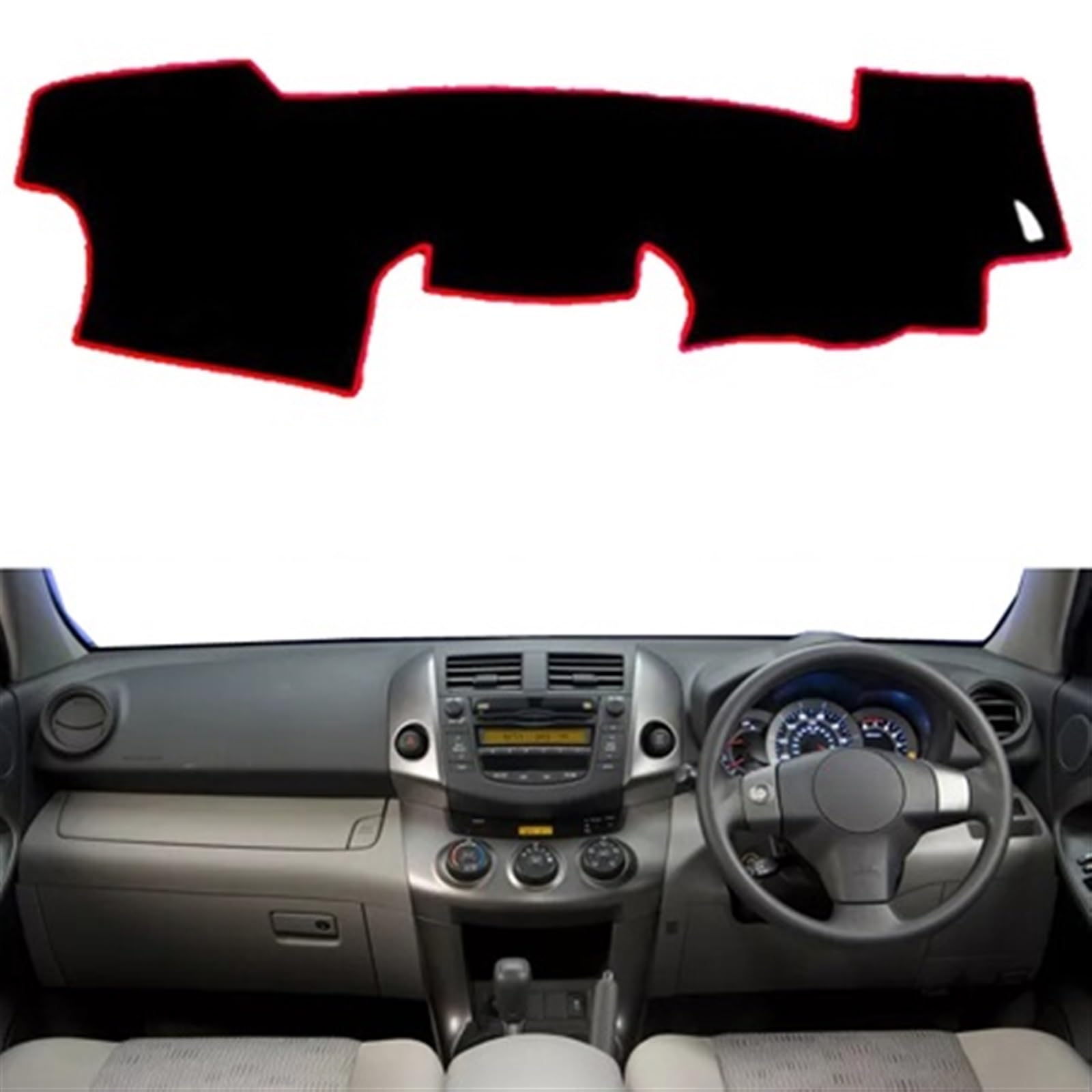 Armaturenbrett Matte Teppich Für Toyota Alt Für RAV4 2006 2007 2008 2009 2010 2011 2012 Sonnenschutz DashMat Dash Board Abdeckung Teppich Auto armaturenbrett Abdeckung Shade Board Pad(Red RHD) von WTXXGQ