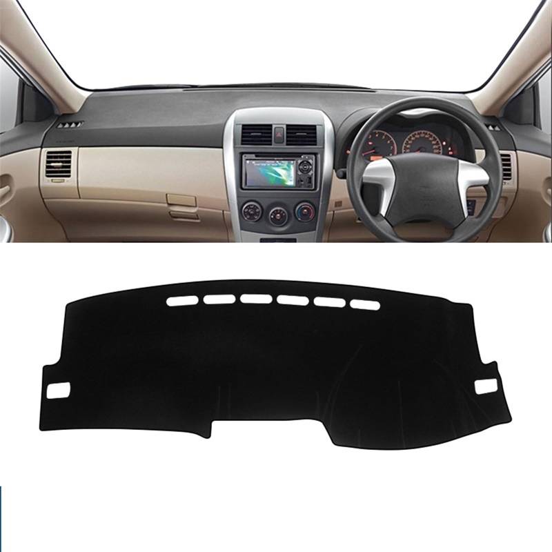 Armaturenbrett Matte Teppich Für Toyota Für Corolla E150 2006 2007 2008 2009 2010 2011 2012 2013 Auto Dashboard Abdeckung Sonnenschutz Vermeiden Licht Matte Shade Board Pad(A Black Side RHD) von WTXXGQ