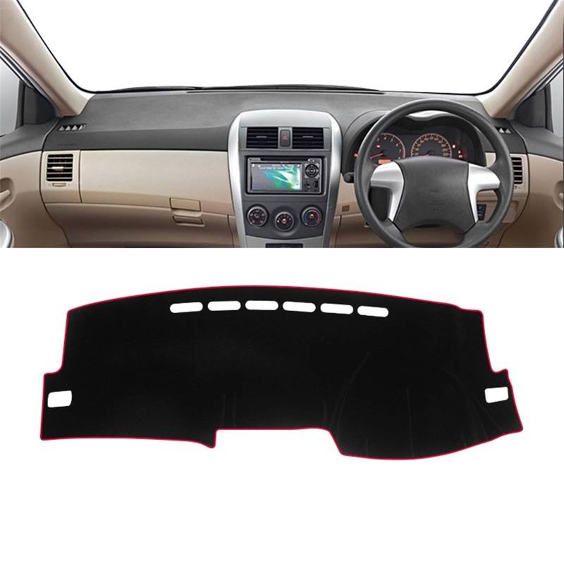 Armaturenbrett Matte Teppich Für Toyota Für Corolla E150 2006 2007 2008 2009 2010 2011 2012 2013 Auto Dashboard Abdeckung Sonnenschutz Vermeiden Licht Matte Shade Board Pad(A Red Side RHD) von WTXXGQ