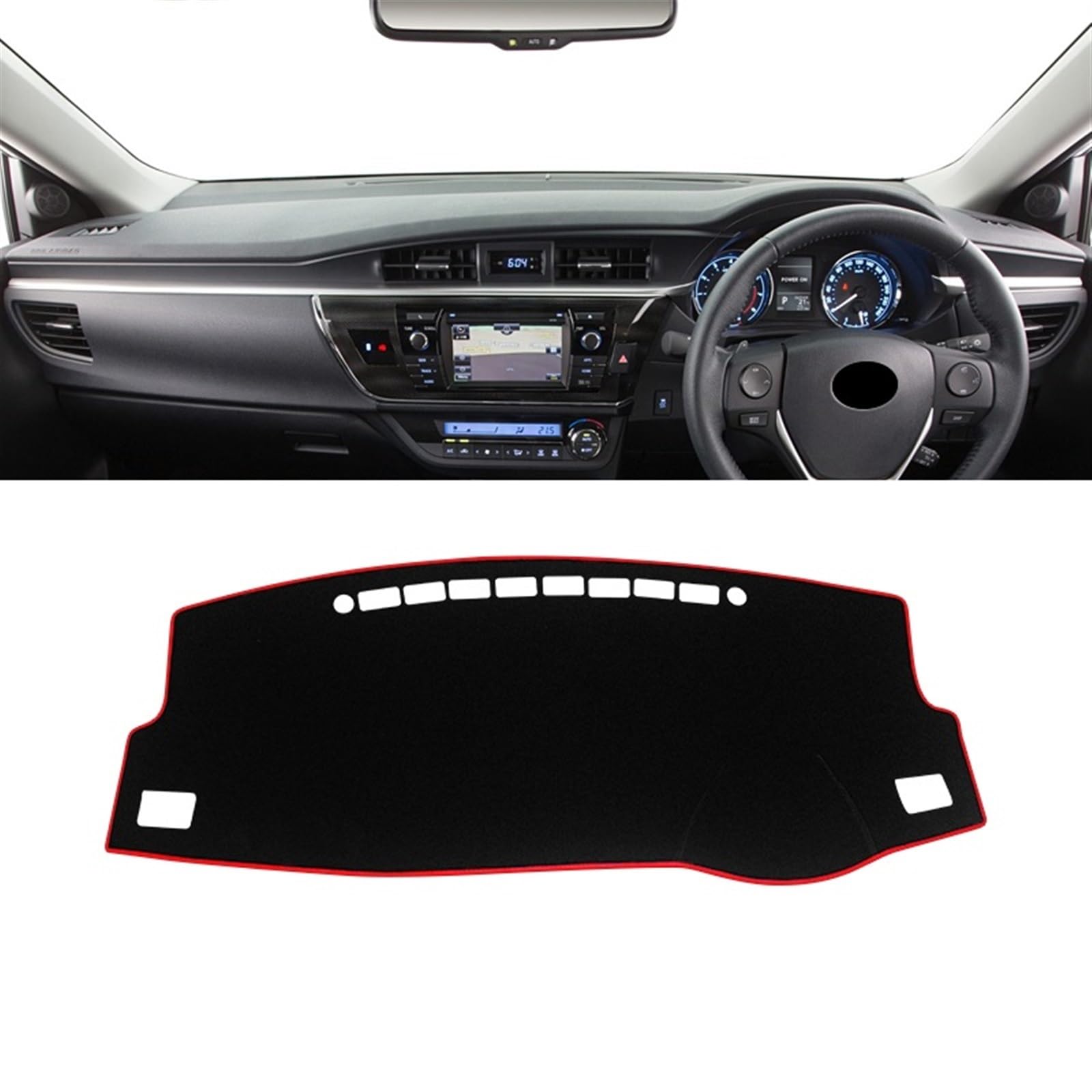 Armaturenbrett Matte Teppich Für Toyota Für Corolla E180 2014 2015 2016 2017 2018 Anti-UV-Anti-Rutsch-Schutzpolster Auto-Armaturenbrett-Abdeckung Vermeiden Sie Lichtmatten Shade Board Pad(A Red Side R von WTXXGQ