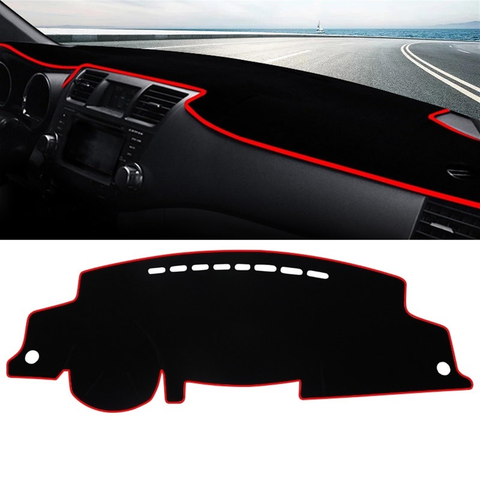 Armaturenbrett Matte Teppich Für Toyota Für Highlander XU40 2008 2009 2010 2011 2012 2013 Auto Dashboard Abdeckung Matte Dashboard Sonnenschutz Pad Shade Board Pad(Red Side) von WTXXGQ