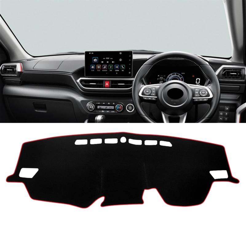 Armaturenbrett Matte Teppich Für Toyota Für Raize 2019 2020 2021 2022 2023 Vermeiden Sie Lichtpad Instrumententischplatte Anti-UV-Matten Auto-Armaturenbrettabdeckung Shade Board Pad(A RHD Red Side) von WTXXGQ