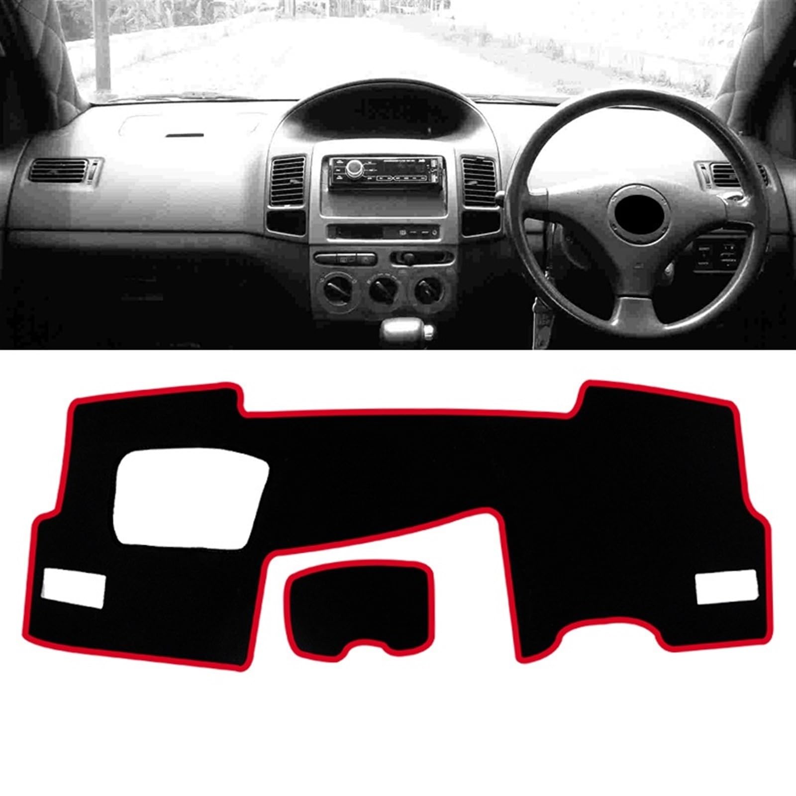 Armaturenbrett Matte Teppich Für Toyota Für Vios 2002 2003 2004 2005 2006 2007 Anti-UV-Matte Instrument Teppiche Auto Dashboard Vermeiden Licht Abdeckung Shade Board Pad(A Red Side RHD) von WTXXGQ