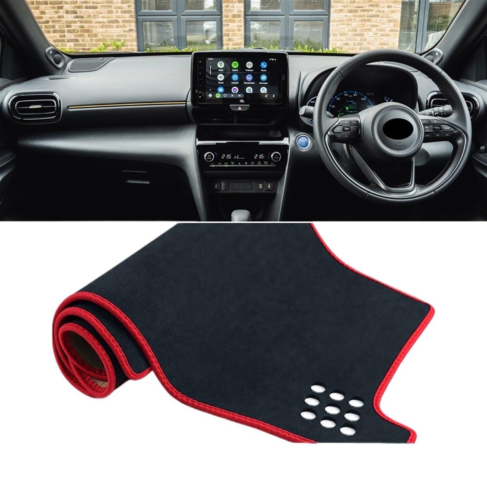 Armaturenbrett Matte Teppich Für Toyota Für YARiS Cross XP210 2020 2021 2022 2023 2024 Auto Armaturenbrett Abdeckung Matte Instrumententafel Teppiche Rutschfeste Unterlage Shade Board Pad(RHD Black Re von WTXXGQ