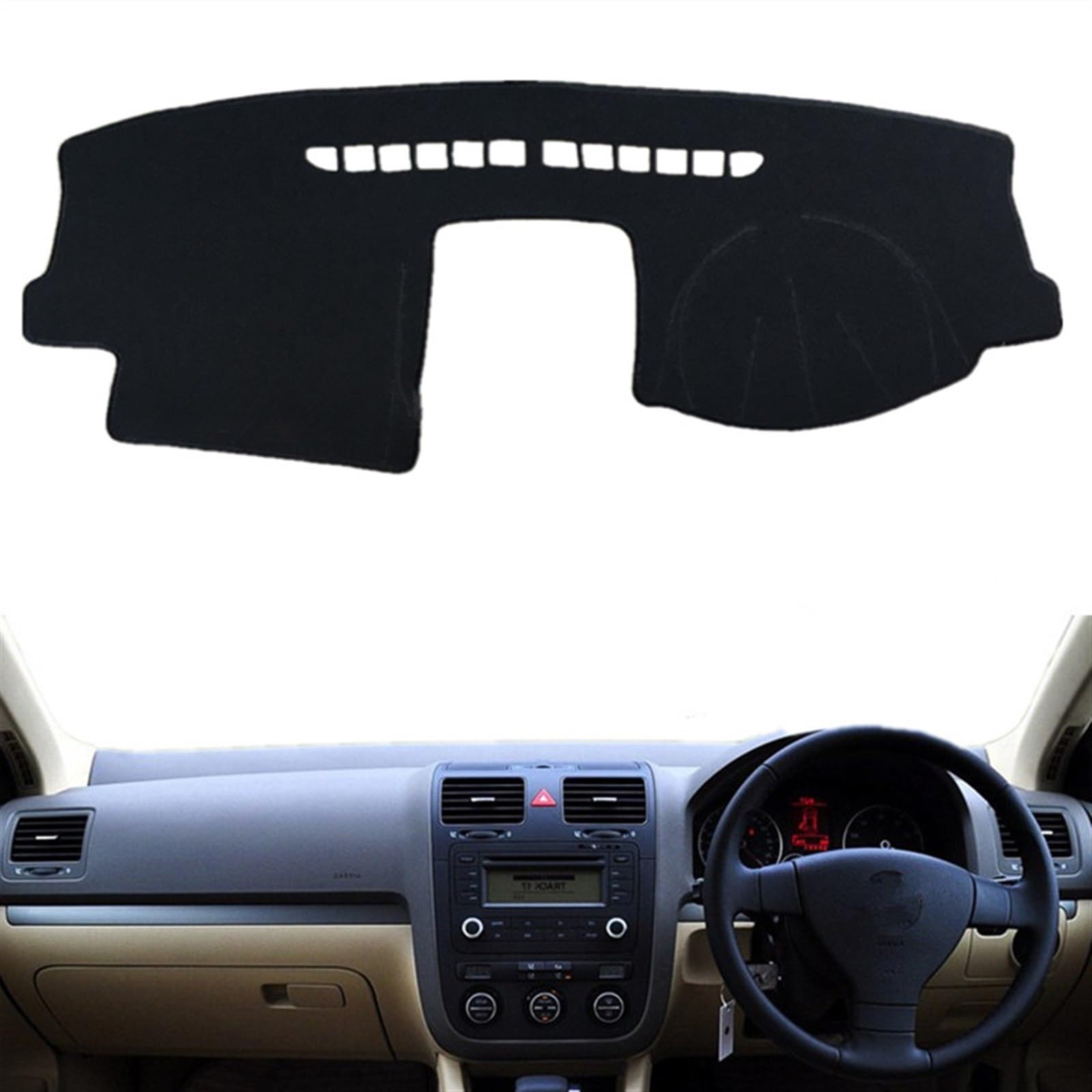 Armaturenbrett Matte Teppich Für VW Für Golf 5 MK5 2004 2005-2009 Dashmat Dashboard-Abdeckung Pad Matte Anti-Glare Dash Sonnenschutz Teppich Teppich Shade Board Pad(Black(Black Edge),Rechtslenker) von WTXXGQ