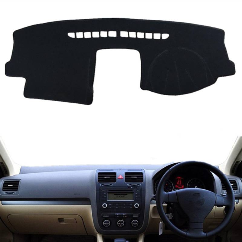 Armaturenbrett Matte Teppich Für VW Für Golf 5 MK5 2004 2005-2009 Dashmat Dashboard-Abdeckung Pad Matte Anti-Glare Dash Sonnenschutz Teppich Teppich Shade Board Pad(Black(Black Edge),Rechtslenker) von WTXXGQ