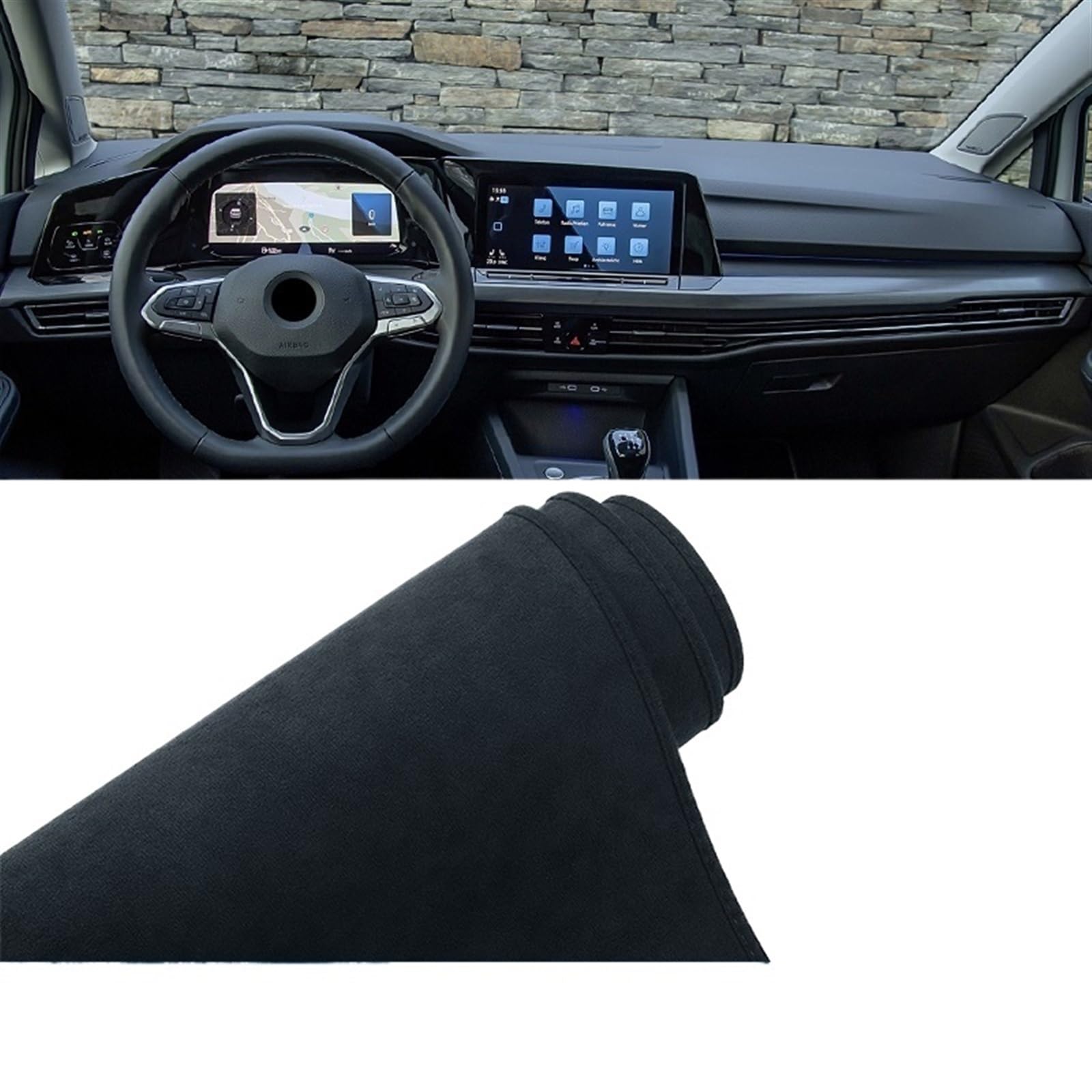 Armaturenbrett Matte Teppich Für VW Für Golf 8 MK8 2020 2021 2022 2023 Auto Dashboard Abdeckung Matte Instrument Panel Anti-Uv Nicht-Slip Pad Auto Shade Board Pad(B Black LHD) von WTXXGQ