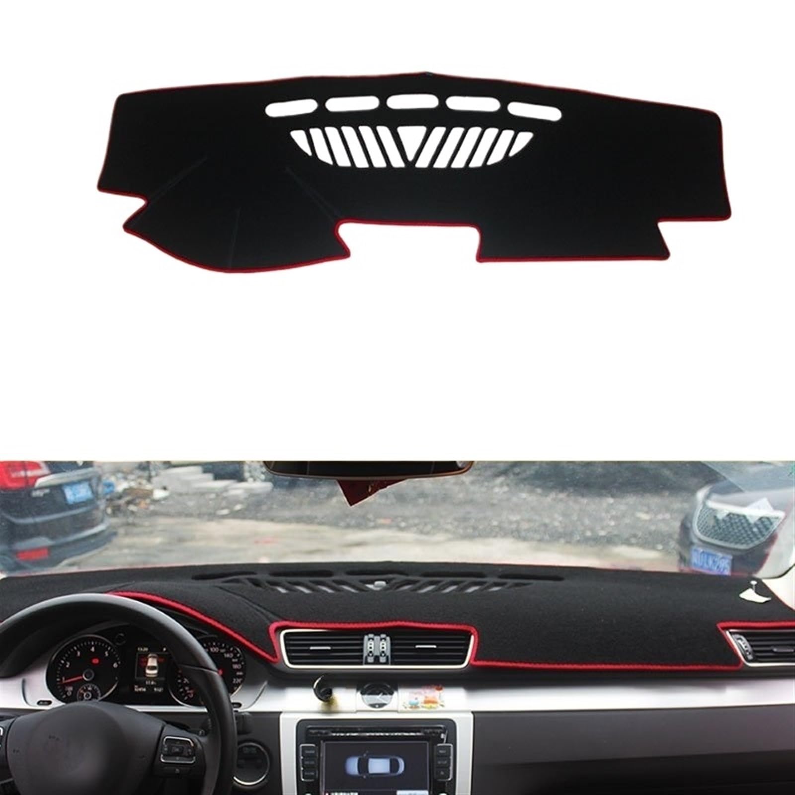 Armaturenbrett Matte Teppich Für VW Für Passat B6 B7 2006-2015 CC 2009-2017 Auto Dashboard Licht Instrument Plattform Schreibtisch Abdeckung Matte Teppiche Shade Board Pad(Red Side) von WTXXGQ