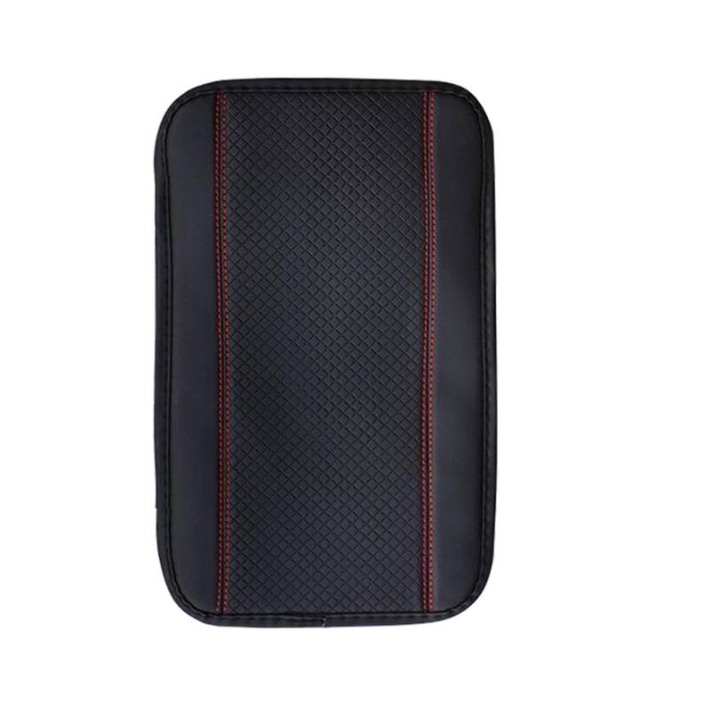 Auto Dekorative Innenbereich Zubehör Auto-Armlehnen-Abdeckungsmatte Universelles PU-Leder Auto-Innenraum Mittelarmlehnen-Box-Pad Rutschfeste Dekormatte Universelles Zubehör (schwarz) Innen(Black-Red-B von WTXXGQ