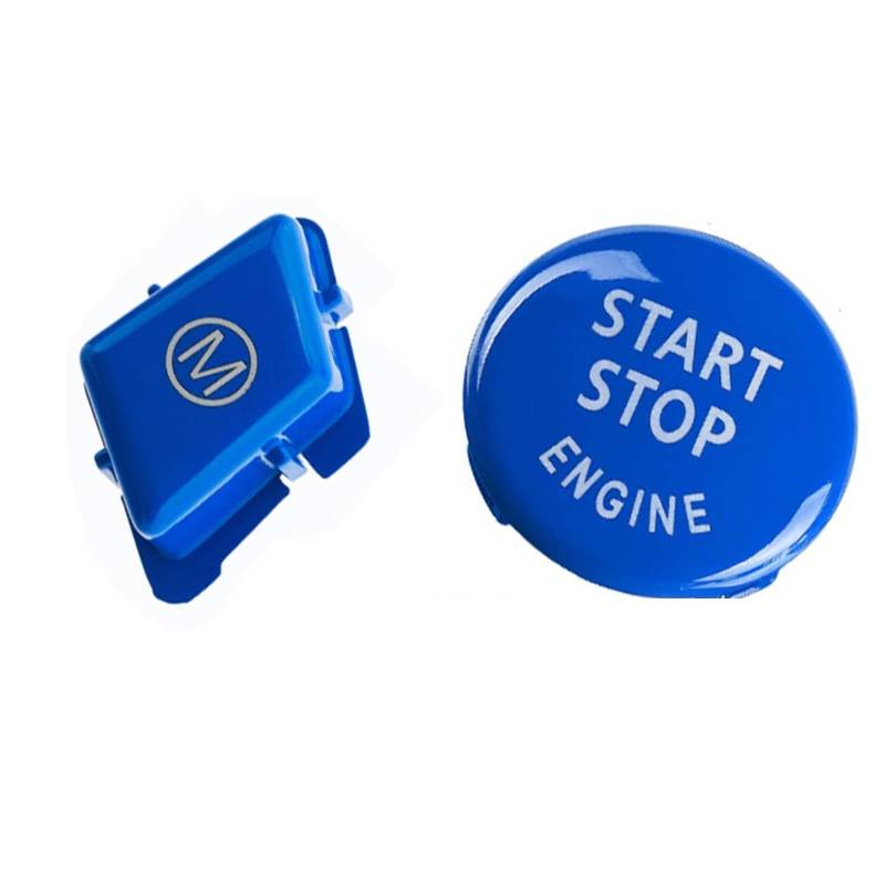 Auto Dekorative Innenbereich Zubehör Für 1 3 Serie E82 E87 E90 E92 E93 M3 X1 E84 Auto Lenkrad Start Stop Motor Schalter Taste Abdeckung Ersetzen Innen(Blue A) von WTXXGQ