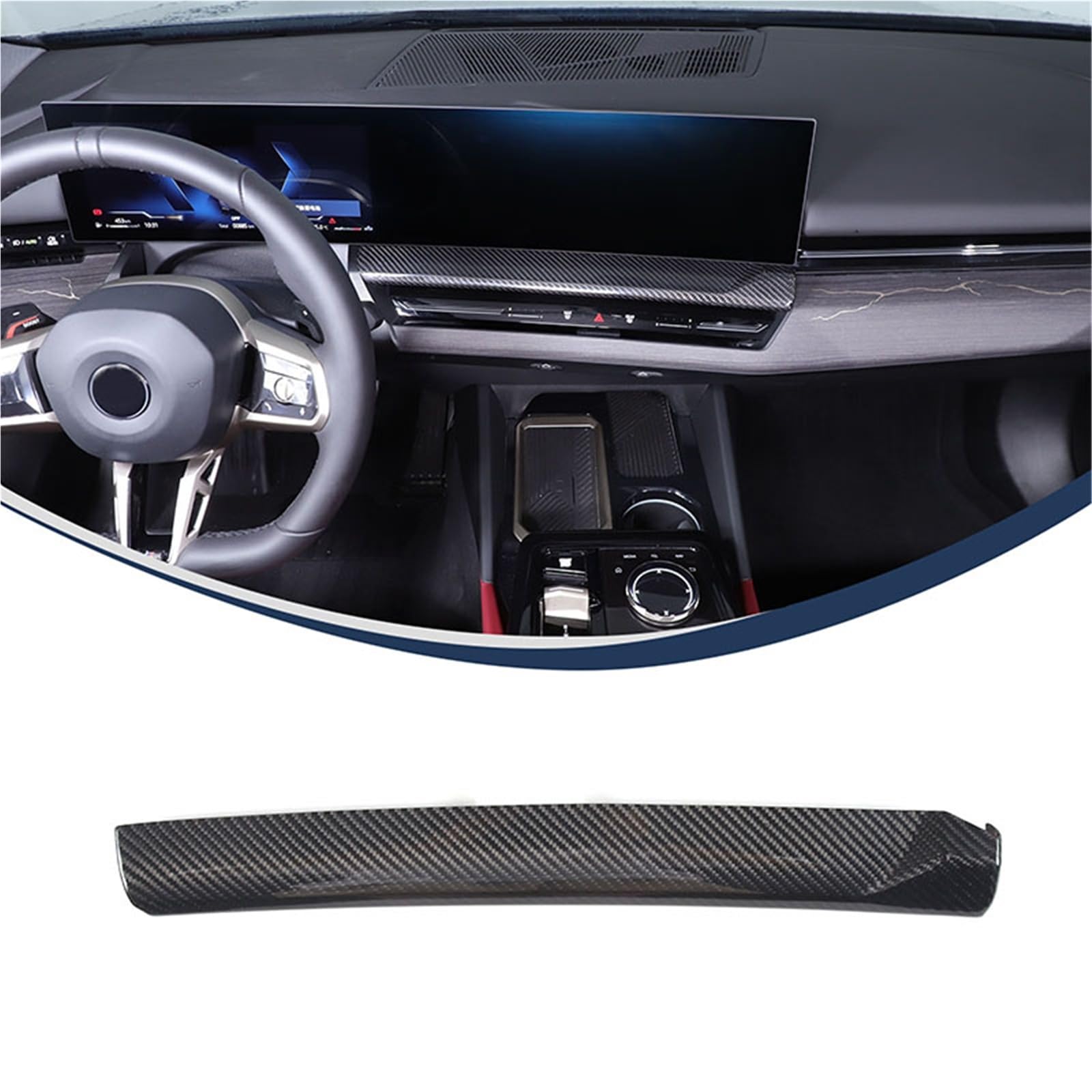 Auto Dekorative Innenbereich Zubehör Für 5 Series G60 2024 Carbon Fiber Car Center Console Dashboard Panel Dekoration Abdeckung Aufkleber Innen Zubehör Innen(Style B) von WTXXGQ