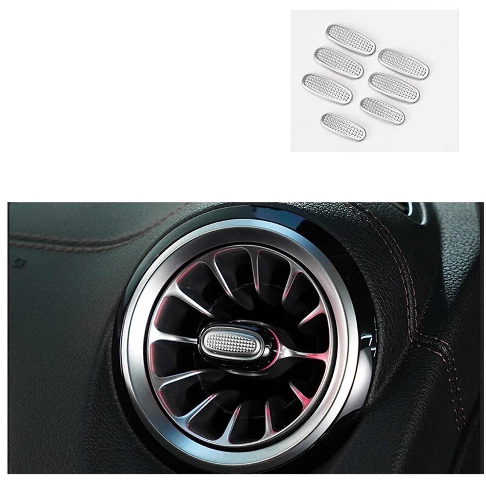 Auto Dekorative Innenbereich Zubehör Für Benz Für GLB Für GLA Für CLA Auto Lenkrad Klimaanlage Taste Abdeckungen Aufkleber Zündung Start-Taste Dekor Abdeckung Trim Innen(7Pcs) von WTXXGQ