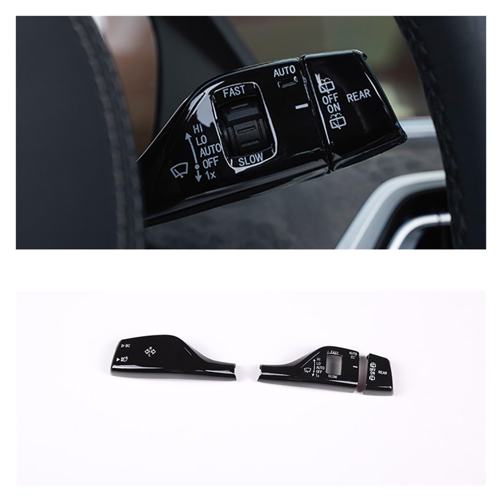 Auto Dekorative Innenbereich Zubehör Für F20 F30 F10 F15 F16 F49 F52 G01 G02 G05 Schwarz/Carbon Faser Stil Auto Blinker Wischer Schalter Trim Stange Auto Zubehör Innen(Style A Black) von WTXXGQ