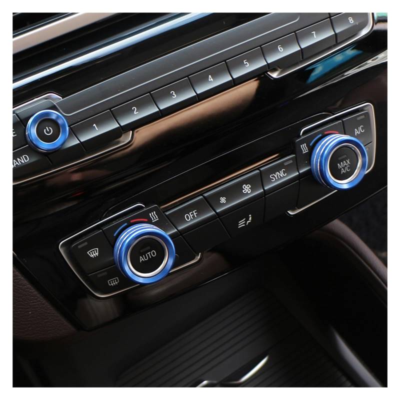 Auto Dekorative Innenbereich Zubehör Für X1 E84 2009-2015 Auto AC Klimaanlage Sound Knopf Abdeckung Ring Aufkleber Auto Zubehör Innen(Blue) von WTXXGQ