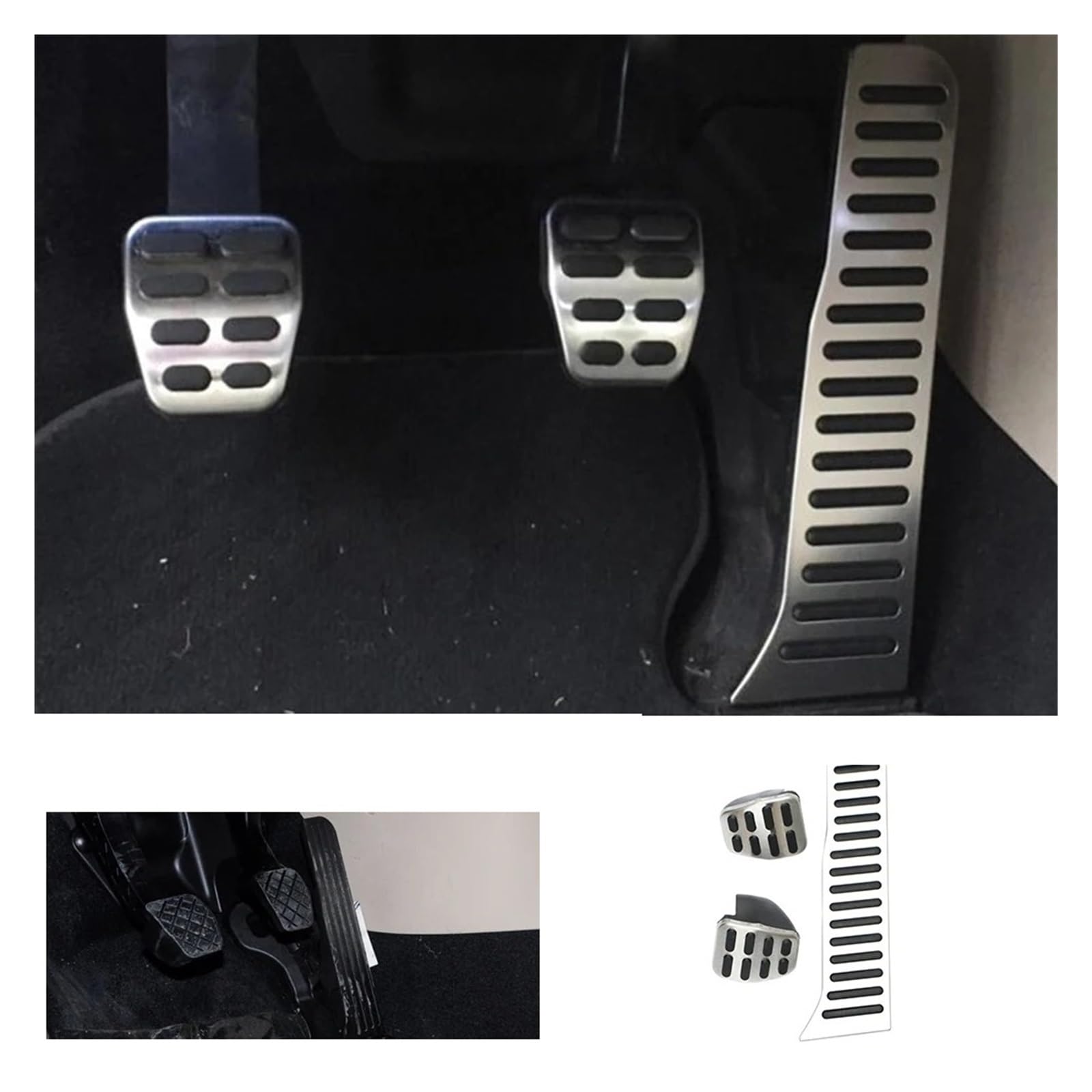 Auto Pedal Abdeckung Für VW R36 Für R-Linie CC Für Passat B6 B7 Für Skoda Für Superb Gas Bremspedal Abdeckung Edelstahl LHD Auto Pedale Pedale Kappen(MT Without Rest) von WTXXGQ