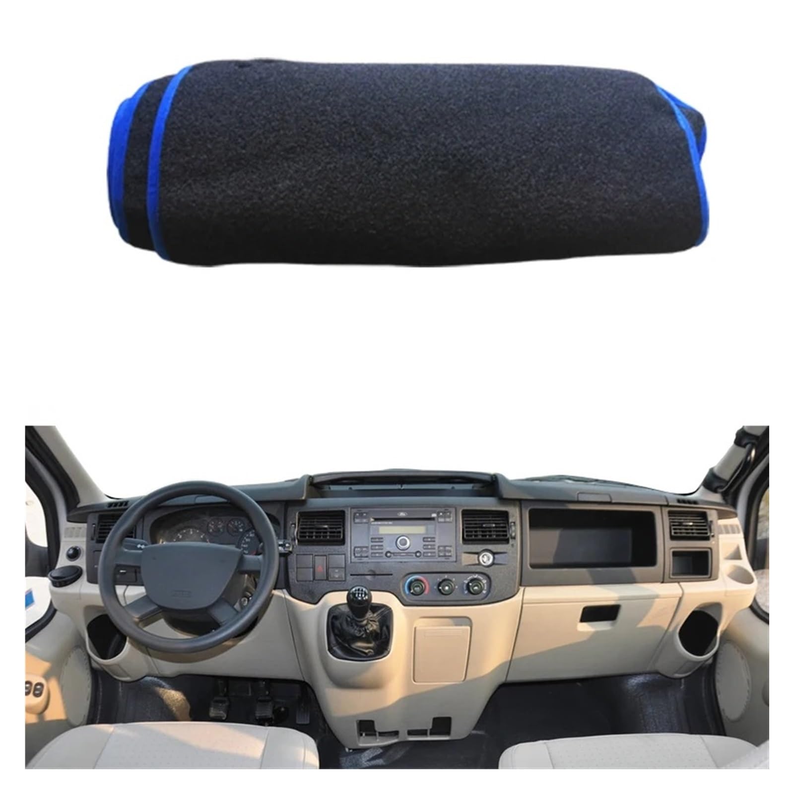 Teppich Dashmat Für Ford Für Transit 2002 2003 2004 2005 2006 2007 2008 2009 Auto Dashboard Abdeckung Teppich Cape Sonnenschutz Pad Dashmat Protector Dash Matte Pad Teppich(LHD Blue) von WTXXGQ