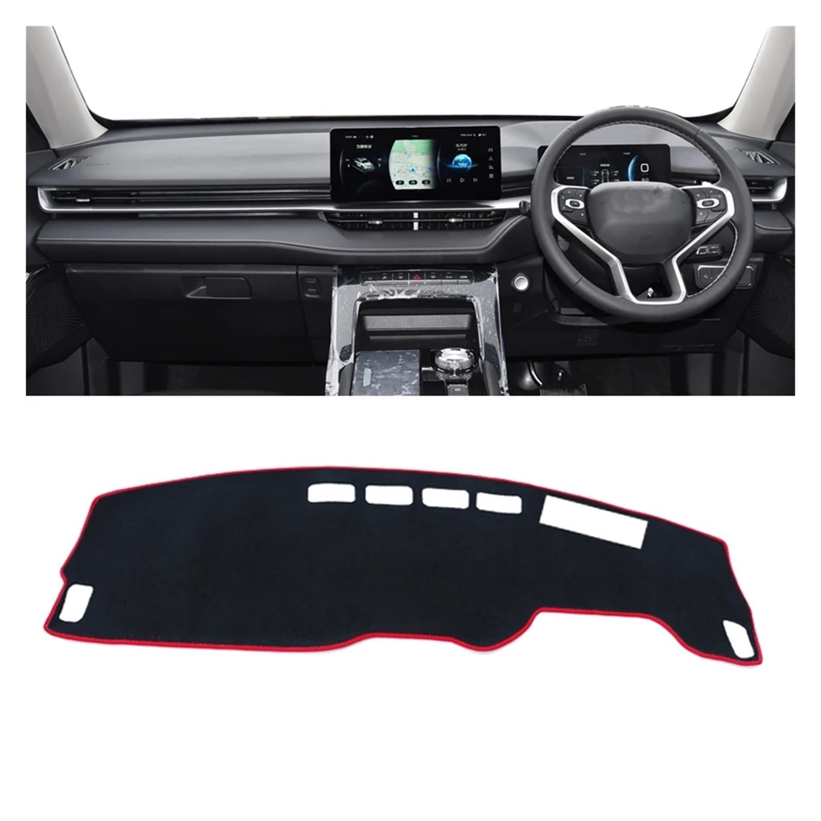 Teppich Dashmat Für Haval H6 3. Generation 2021 2022 2023 Auto-Armaturenbrett-Abdeckungsmatten Vermeiden Lichtpad Instrumentenplattform Schreibtischteppiche Dash Matte Pad Teppich(RHD Red Side) von WTXXGQ