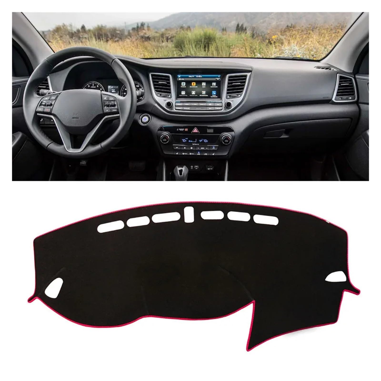 Teppich Dashmat Für Hyundai Für Tucson 2015 2016 2017 2018 2019 2020 Auto Dashboard Abdeckung Matte Pad Dashmat Dash Sonnenschirm Instrument Teppich Dash Matte Pad Teppich(LHD Red 15-18) von WTXXGQ