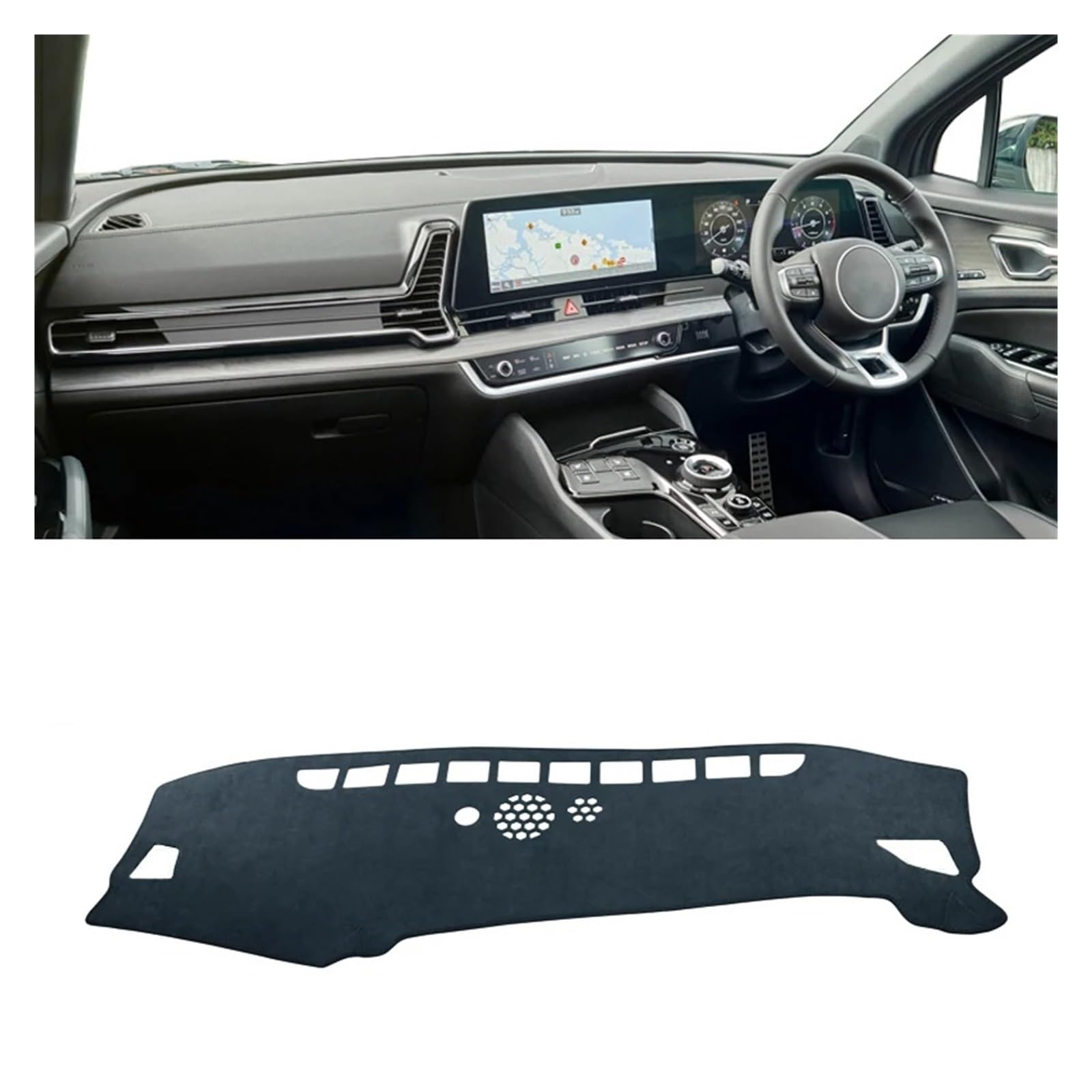 Teppich Dashmat Für Kia Für Sportage NQ5 2022 2023 2024 Hybridauto-Armaturenbrettabdeckung Sonnenschutz Vermeiden Lichtmattenpolster Instrumententafelteppich Dash Matte Pad Teppich(RHD Black) von WTXXGQ