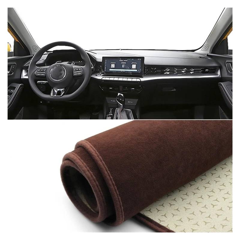 Teppich Dashmat Für MG 5 MG5 2020 2021 2022 2023 Auto Armaturenbrett-Abdeckungsmatte Armaturenbrett Sonnenschutz rutschfeste Unterlage Instrumententafel Teppiche Dash Matte Pad Teppich(B Brown LHD) von WTXXGQ