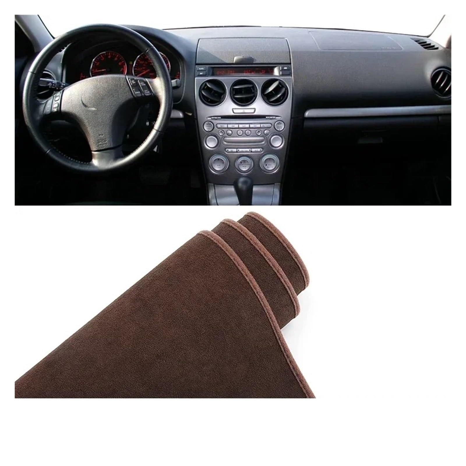 Teppich Dashmat Für Mazda 6 GG 2002 2003 2004 2005 2006 2007 Auto Armaturenbrett Sonnenschutz Abdeckung Instrumententafel Matte rutschfeste Unterlage Dash Matte Pad Teppich(B LHD Brown) von WTXXGQ