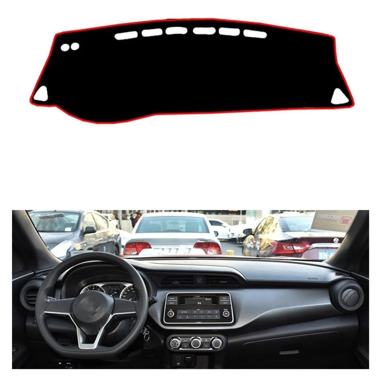 Teppich Dashmat Für Nissan Für Qashqai 2014 2015 2016 2017 Rechts/Linkslenker Auto Armaturenbrett Abdeckungen Matte Schatten Kissen Pad Teppiche Dash Matte Pad Teppich(Red Edge,Linkslenker) von WTXXGQ