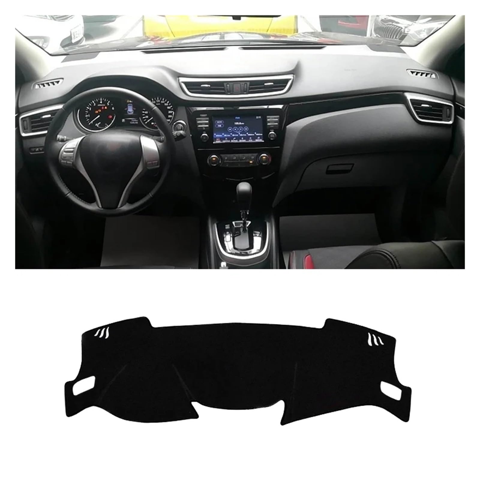 Teppich Dashmat Für Nissan Für Qashqai J11 2014-2016 2017 2018 2019 2020 Auto Armaturenbrett Abdeckung Dash Matte Sonnenschutz Instrumententafel Teppiche Dash Matte Pad Teppich(Black Side LHD) von WTXXGQ