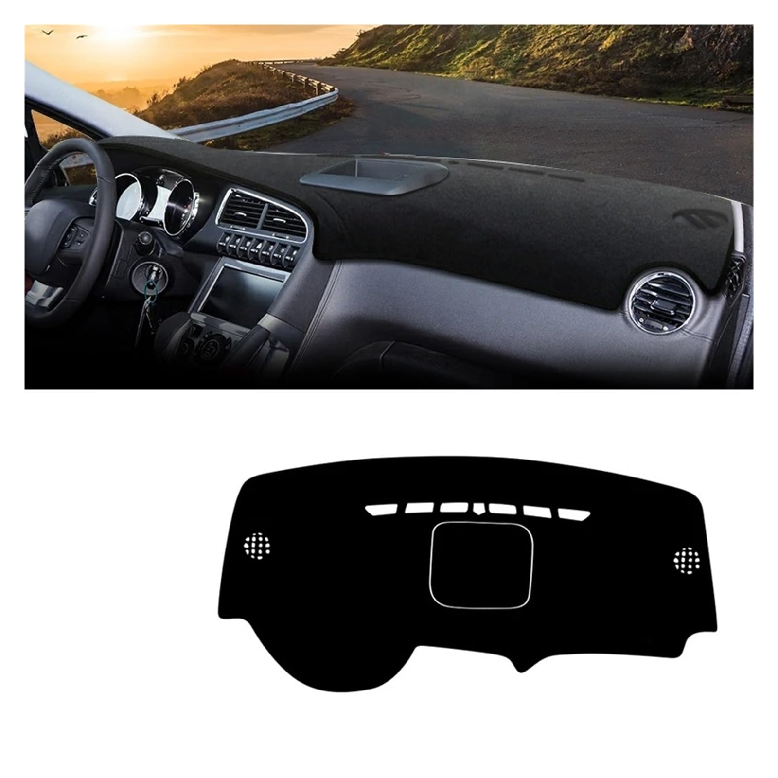 Teppich Dashmat Für Peogeot 3008 2008 2009 2010 2011 2012 2013 2014 2015 Vermeiden Sie Lichtabdeckung Anti-UV-Rutschmatte Instrumententeppiche Auto-Armaturenbrett Dash Matte Pad Teppich(Storage Black von WTXXGQ