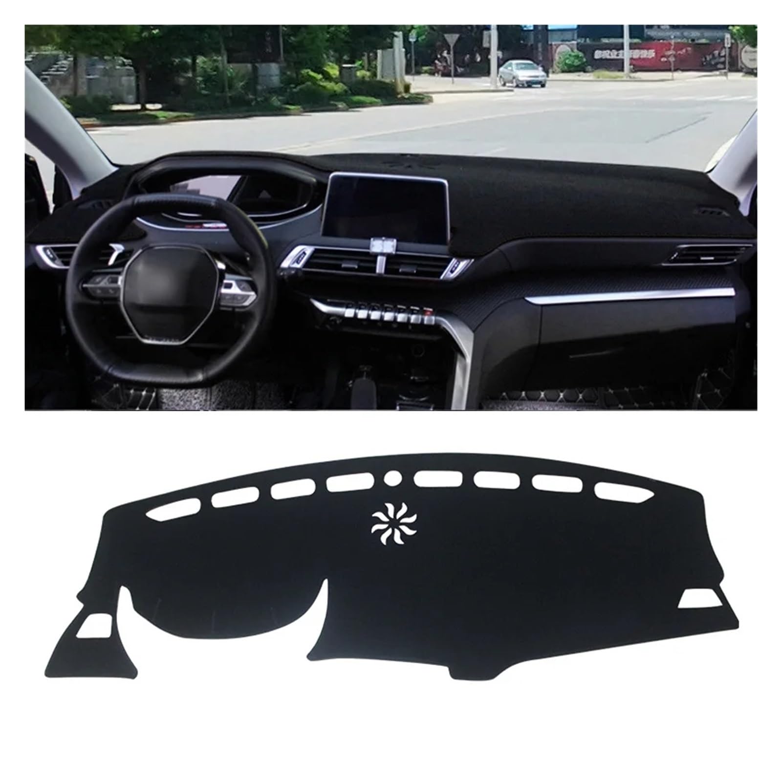 Teppich Dashmat Für Peugeot 3008 5008 GT Hybrid 2016 2017 2018 2019 2020 2021 2022 2023 Auto Dashboard Vermeiden Licht Pad Instrument Schreibtisch Abdeckung Matten Dash Matte Pad Teppich(A LHD Black s von WTXXGQ