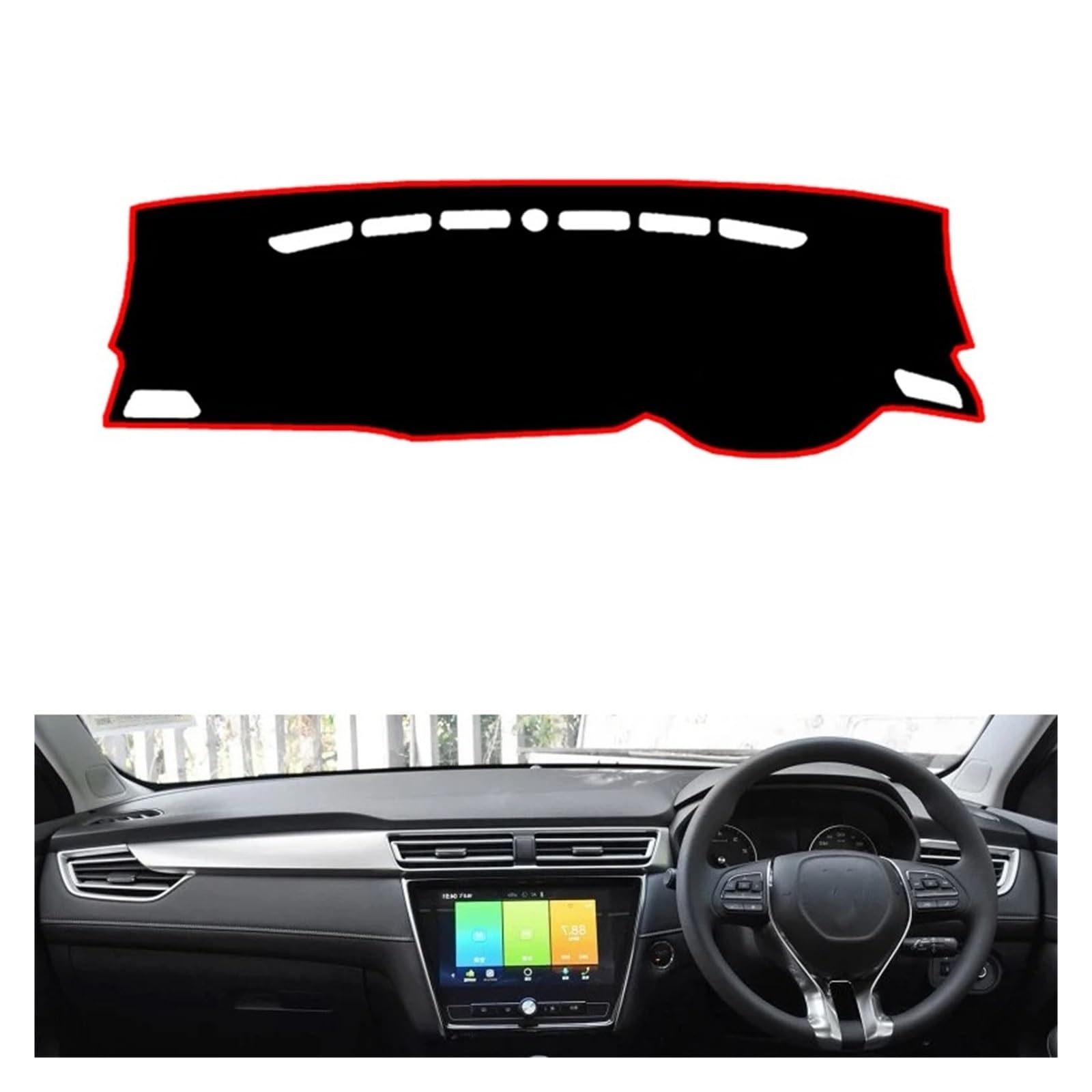 Teppich Dashmat Für Roewe I5 EI5 2018 2019 Rechts-/Linkslenker Auto Armaturenbrett Abdeckungen Matte Schatten Kissen Pad Teppiche Zubehör Dash Matte Pad Teppich(Red Edge,Rechtslenker) von WTXXGQ