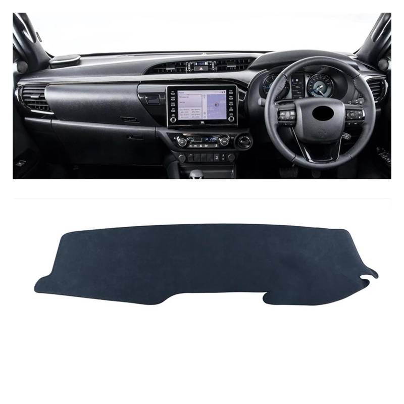 Teppich Dashmat Für Toyota Für Hilux 2015 2016 2017 2018 2019 2020 2021 2022 2023 Auto Dashboard Instrument Abdeckung Sonnenschutz Matten Teppiche Anti-uv Pads Dash Matte Pad Teppich(RHD Black) von WTXXGQ