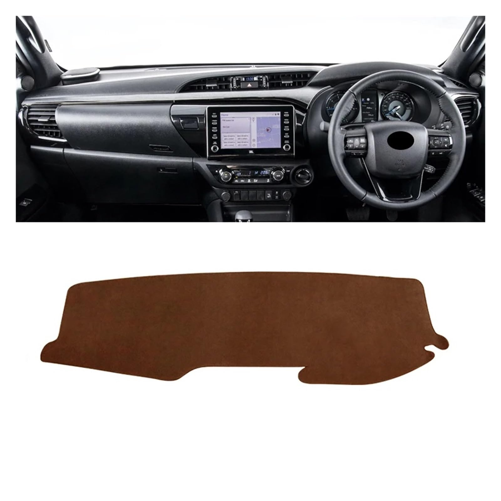 Teppich Dashmat Für Toyota Für Hilux 2015 2016 2017 2018 2019 2020 2021 2022 2023 Auto Dashboard Instrument Abdeckung Sonnenschutz Matten Teppiche Anti-uv Pads Dash Matte Pad Teppich(RHD Brown) von WTXXGQ